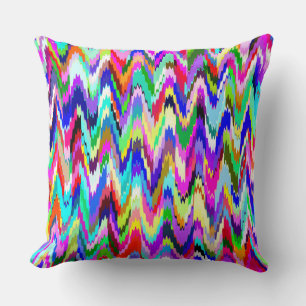 Coussin Motif de vague de mosaïque multicolore