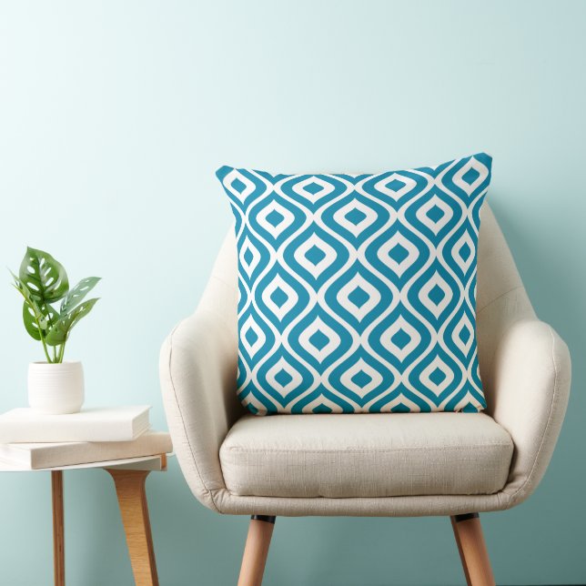 Coussin Motif de vague géométrique bleu Turquoise moderne (Chaise)