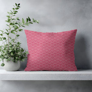 Coussin Motif de vague japonaise rouge baie moderne