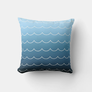 Coussin Motif de vague moderne bleu-clair au gradient de