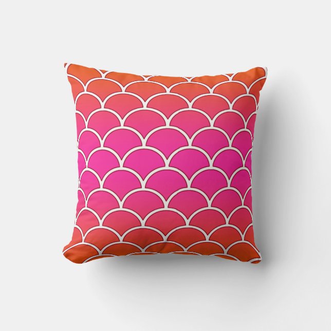 Coussin Motif de vague rose et orange japonais (Recto)