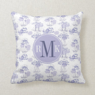 Coussin Motif de vagues et de bateaux d'aquarelle