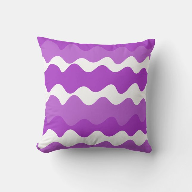 Coussin Motif de vagues horizontales violet et blanc (Recto)