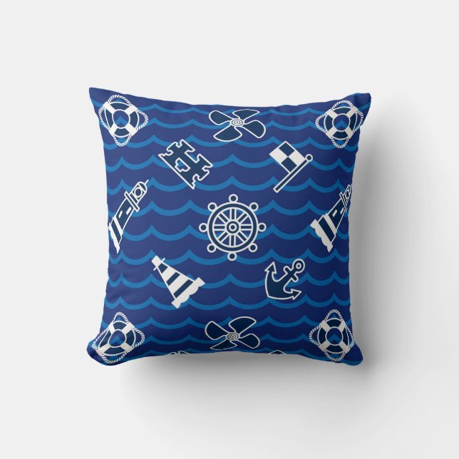 Coussin Motif de vagues nautique mignon (Recto)