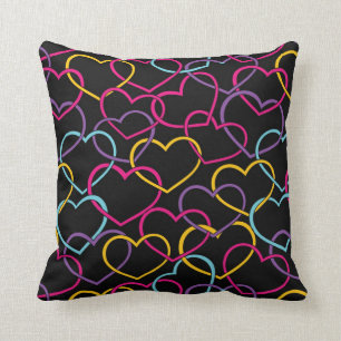 Coussin Motif de Valentine avec des coeurs de couleur