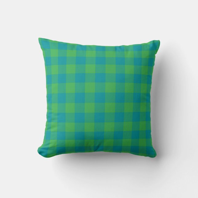Coussin Motif de vérification de la plaid bleu vert (Recto)