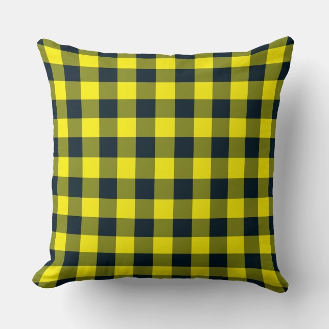 Coussin Motif de vérification de la plaie noire jaune (Recto)