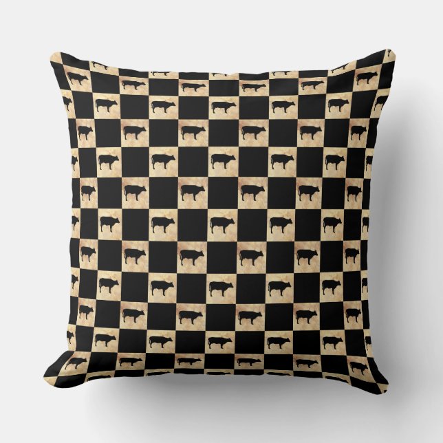 COUSSIN MOTIF DE VÉRIFICATION DE VACHE (Recto)