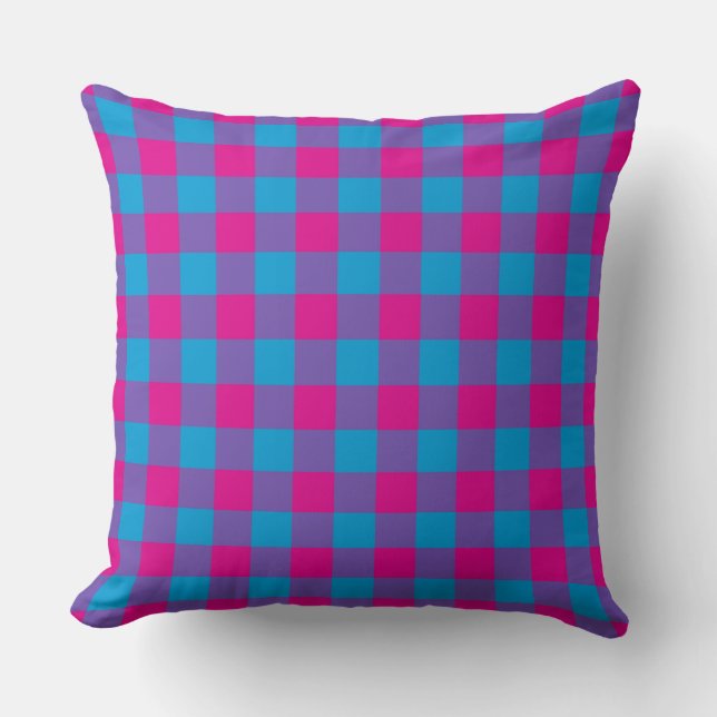 Coussin Motif de vérification Plaid Pink violet (Recto)