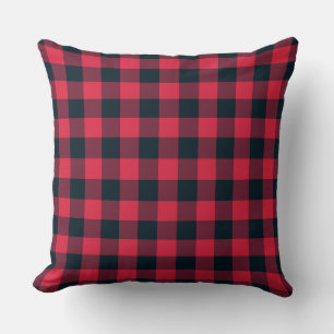 Coussin Motif de vérification rouge noir