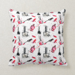 Coussin Motif de vernis à ongles d'aquarelle