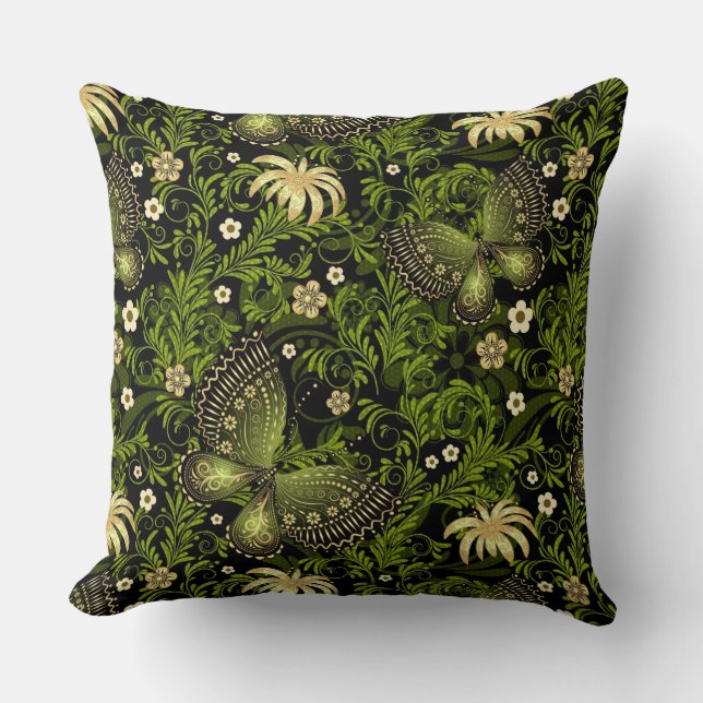 Coussin Motif de Vert-or de ressort (Recto)