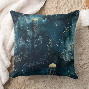 Coussin Motif de vie marine méduse sous-marine de la marin