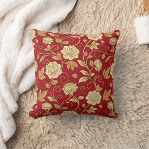 Coussin Motif de vigne florale cramoisie élégant