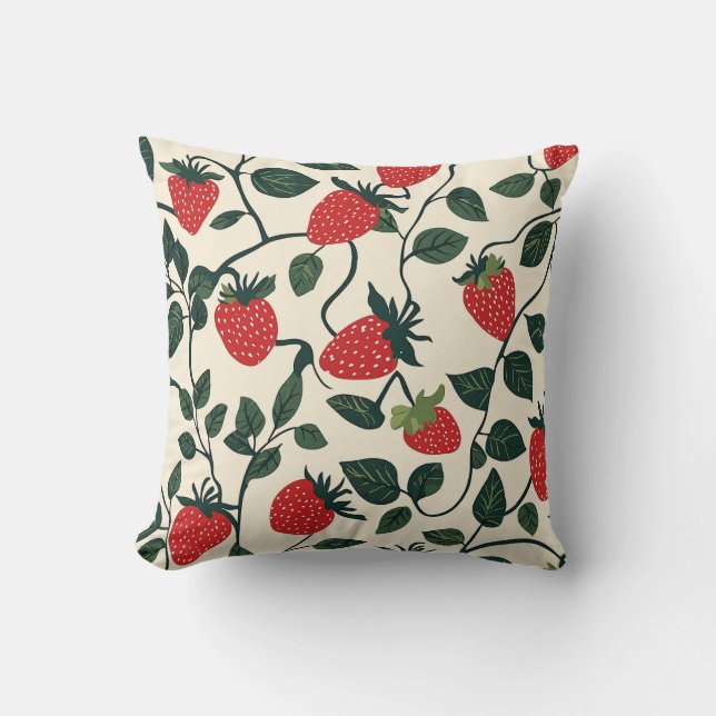 Coussin Motif de vigne fraise (Recto)