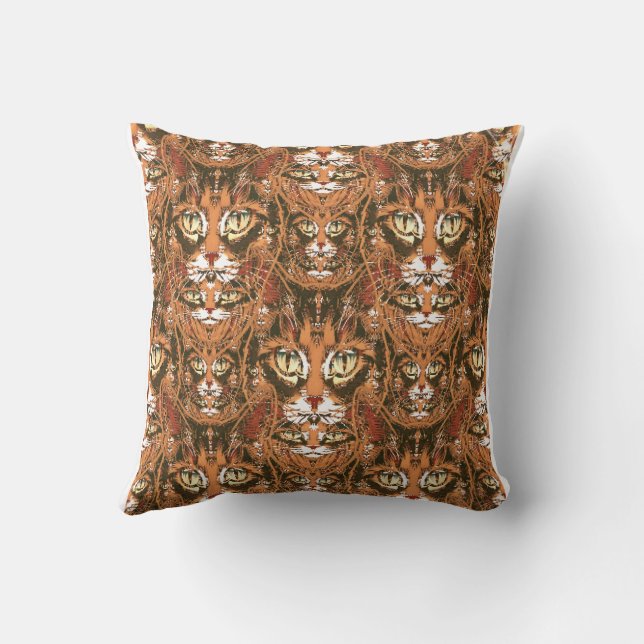 Coussin motif de visage de chat tigré (Verso)