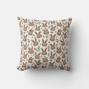 Coussin Motif de visage de lapin dessiné à la main