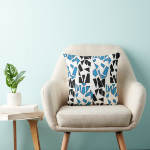 Coussin Motif de vitrail teinté bleu noir