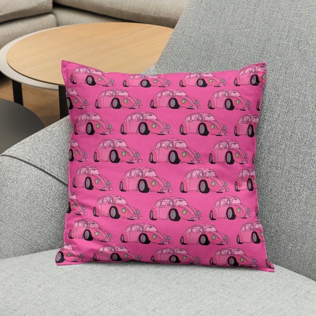 Coussin Motif de voiture classique Magenta Pink (Créateur téléchargé)