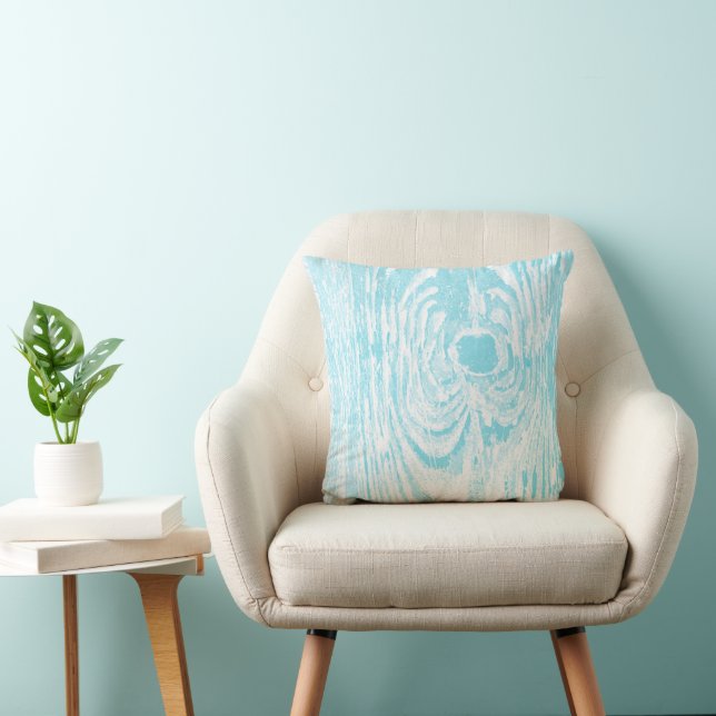 Coussin Motif de Wood Grain Aqua (Chaise)