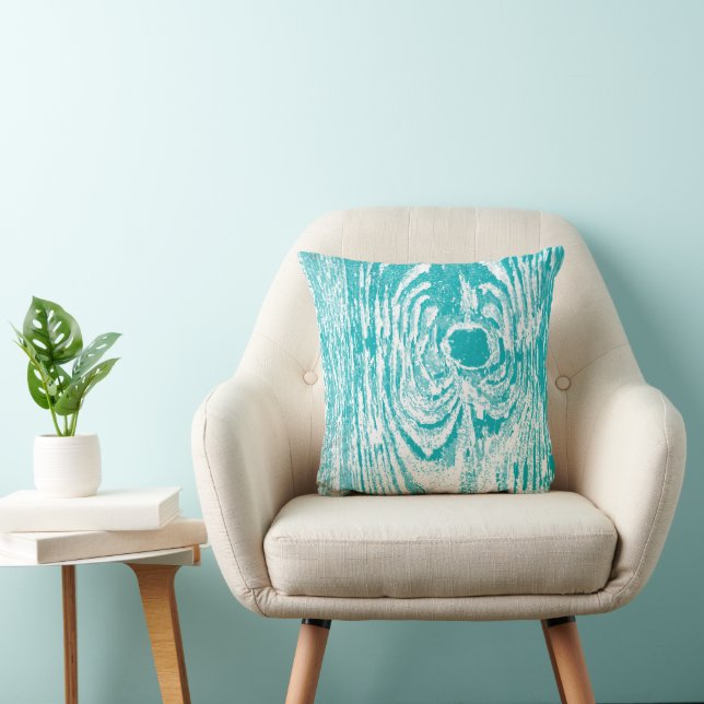 Coussin Motif de Wood Grain Aqua (Chaise)