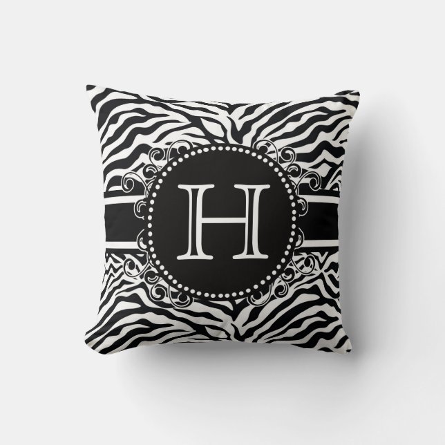 Coussin Motif de zèbre avec le cool de monogramme et (Recto)