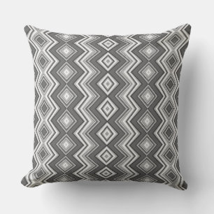 Coussin Motif de zig géométrique vertical noir et blanc