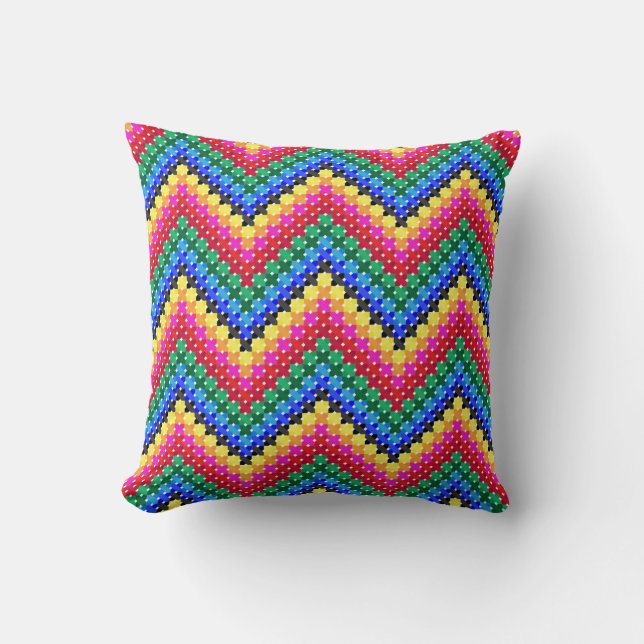 Coussin Motif de zigzag coloré (Recto)