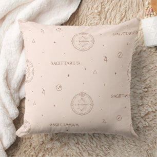 Coussin Motif de zodiaque Sagittaire en marron et bordeaux