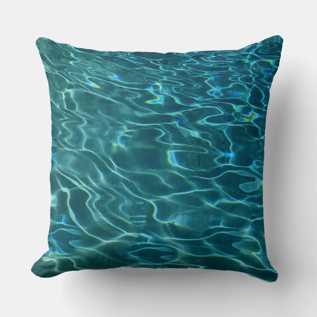 Coussin Motif d'eau sarcelle bleue élégant vagues d'océan  (Recto)