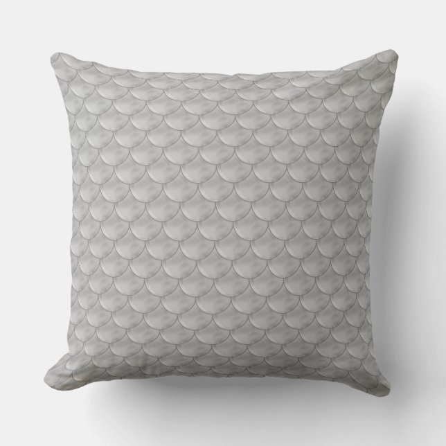 Coussin Motif d'écailles de poisson sirène gris argenté (Recto)