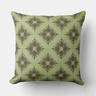 Coussin Motif d'éclatement de diamant vert et bronze