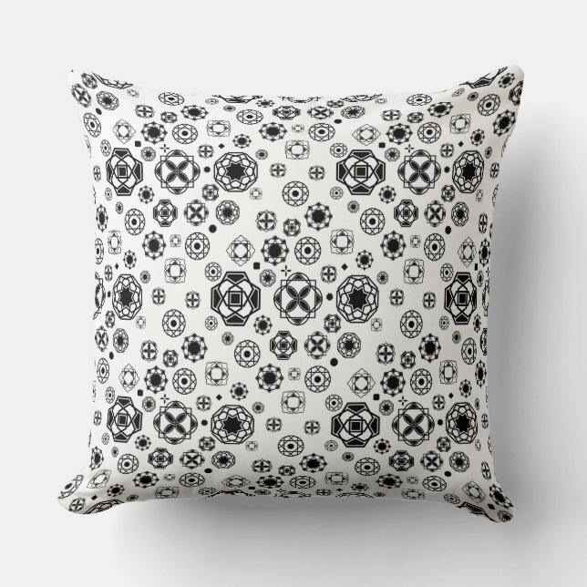 Coussin Motif décoratif arabesque noir blanc mignon (Recto)