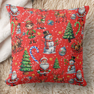 Coussin Motif décoratif de Noël sur fond rouge