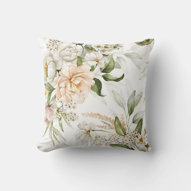 Coussin Motif décoratif floral à l'aquarelle élégant  (Recto)