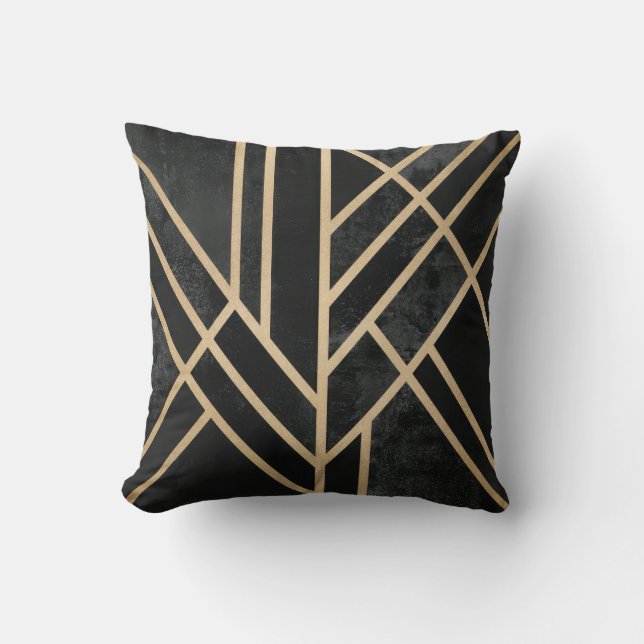 Coussin motif décoratif noir Abstrait (Recto)