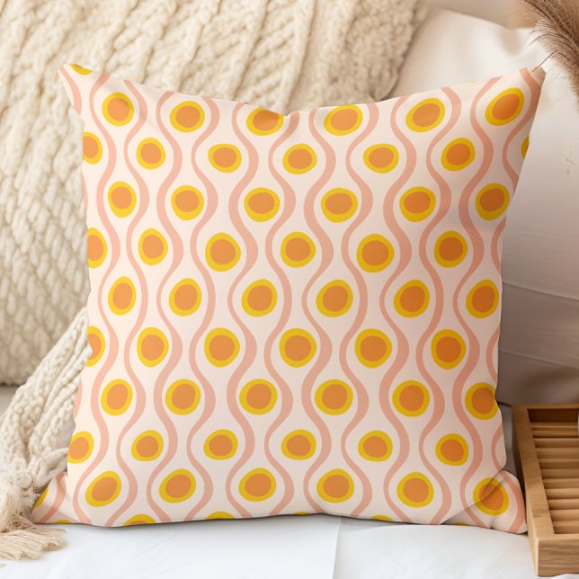 Coussin Motif décoratif rétro rose orange jaune (Créateur téléchargé)