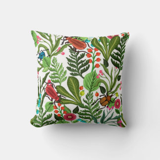 Coussin Motif décoratif sans couture avec plantes et insec