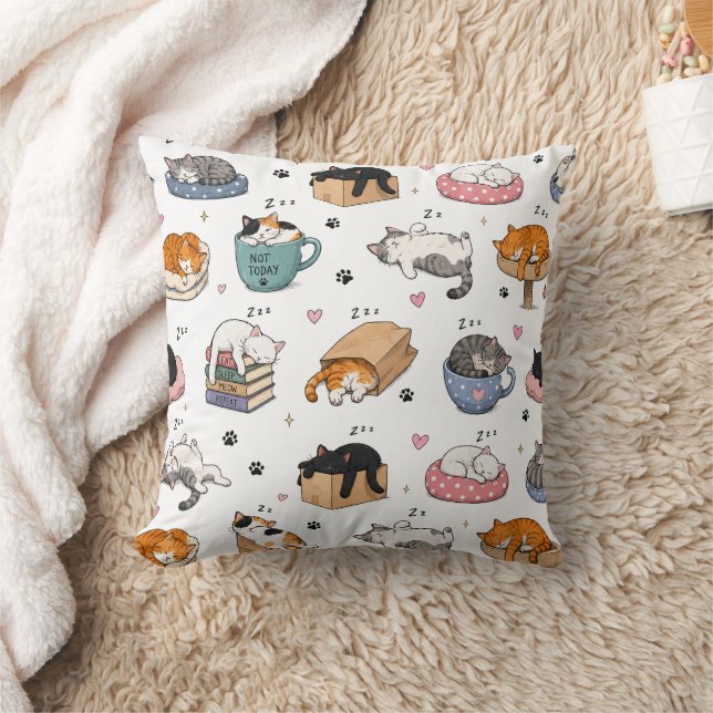 Coussin Motif décoratif sans couture de chat amusant (Couverture)