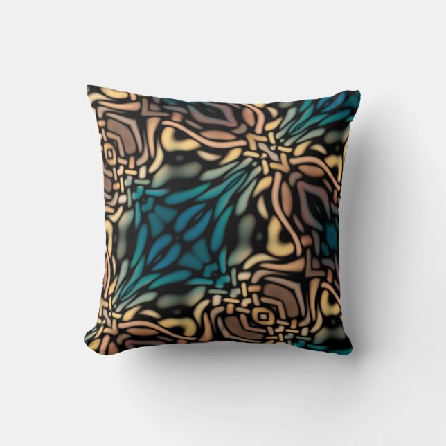 Coussin Motif décoratif Turquoise Blue Gold (Recto)