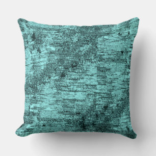 Coussin Motif d'écorce de bouleau vert turquoise