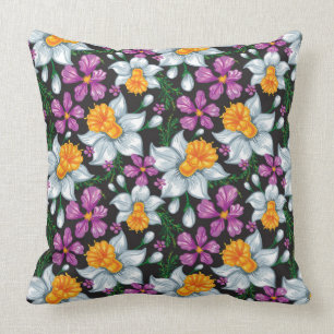 Coussin Motif d'élégance avec les fleurs 2 de narcisse
