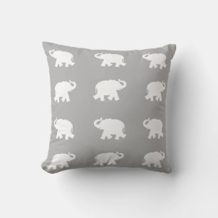 Coussin Motif d'éléphant blanc gris clair
