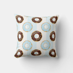 Coussin Motif délicieux Donuts Blue Stripes