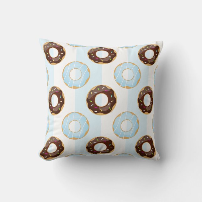 Coussin Motif délicieux Donuts Blue Stripes (Recto)