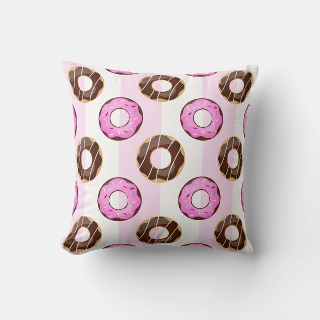 Coussin Motif délicieux Donuts Rose Stripes (Recto)
