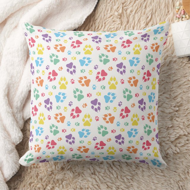 Coussin Motif d'empreinte de patte coloré (Couverture)