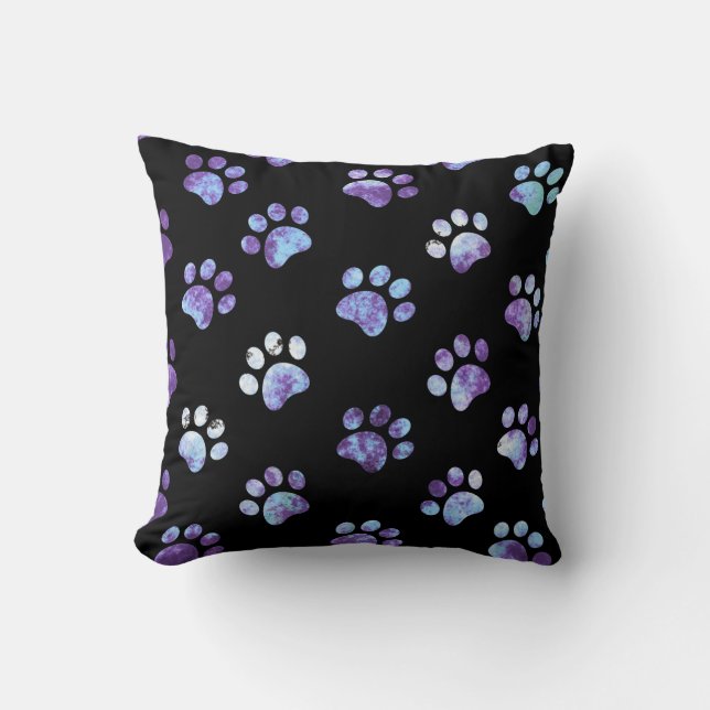 Coussin Motif d'empreinte de patte texturée violette (Recto)