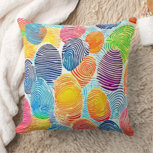 Coussin Motif d'empreintes digitales coloré