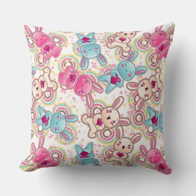 Coussin Motif d'enfant de Kawaii avec des griffonnages (Recto)
